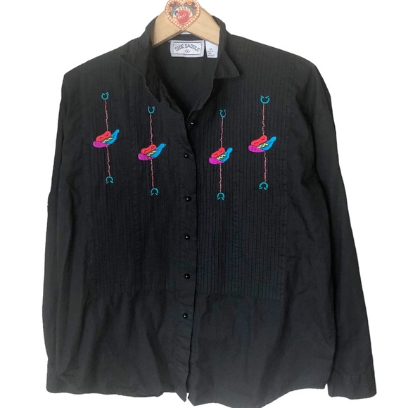 VTG Side Saddle Embroidered Western Button-down Shirt Copyright 1992 Sz M - Picture 4 of 13